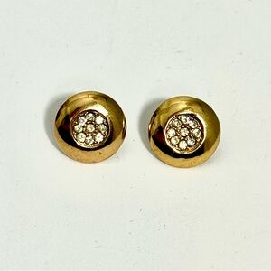 Vintage Old Money Gold Stud Earrings with Cluster diamond pave center stones